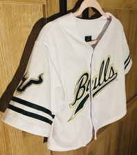 University of South Florida Bulls Cropped Baseball Jersey White XS USF