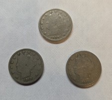 1907, 1910, 1911 Liberty V Nickel Lot of 3. #2