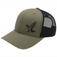 Swarovski THH Loden Hawk Patch Trucker Hat, Snap-Back, Green Mesh (60101)