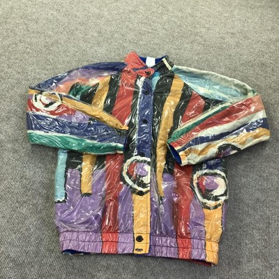 Vintage Michaele Vollbracht Jacket Womens Small Multicolor PVC Striped Rain