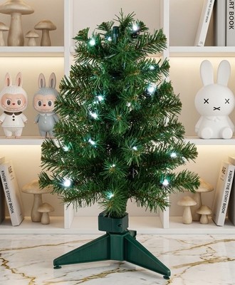 Hallmark Mini ShowToppers Evergreen Christmas Tree, 17'' Green W/lights New