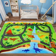 Car Rugs for Kids Toy Cars,59"X39.4" Dinosaur Road Rugfor Kids,Non Slip Dino ...