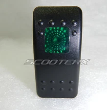 Led Green Rocker Switch 3 Prong On Off 20 Amp 12 Volt Waterproof Boat Button UTV
