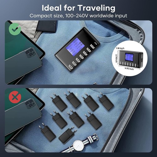 Ładowarka USB Telefon komórkowy Zasilacz Adapter 8-krotna stacja ładująca USB Multi Port USB Hub - Zdjęcie 6 z 12