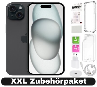 Apple iPhone 15 - 128GB - Schwarz Spacegrau - XXL Set - Zustand: SEHR GUT