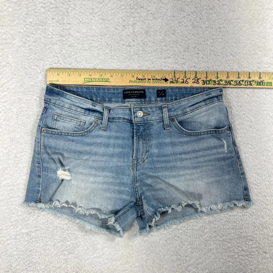 Lucky Brand Shorts Womens 6/28 W32.5 The Cut Off Shorts Distressed Denim Light - Image 4 of 4