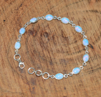 Milchopalit 925 massiv Sterlingsilber Edelstein Schmuck verstellbares Armband
