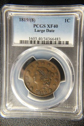 1819/(8) Coronet Head Large Cent, N-2, PCGS XF-40, Large Date - Picture 3 of 4