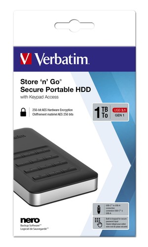 Verbatim 53401 1TB Store 'n' Go Secure Portable HDD With Keypad Access - Picture 5 of 5