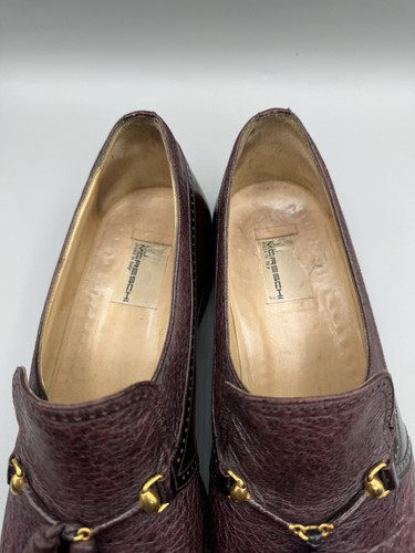 MORESCHI HORSEBIT / TASSEL PECCARY LOAFERS / SHOES BURGUNDY MEN SZ 9 DAMAGE - Bild 4 von 11