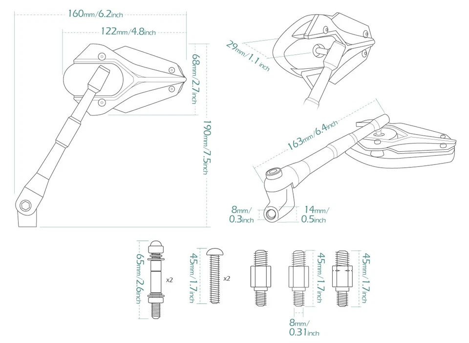 Espejo retrovisor VAWiK Magazi modelo VIPER rojo se adapta a Honda Shadow VT 500 600 700 800 Foto 2 de 4