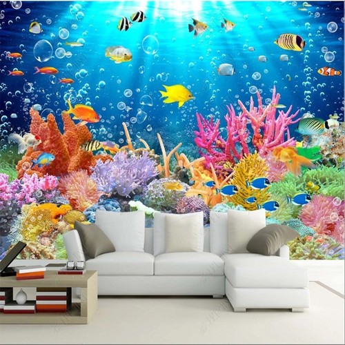 Fotomural no tejido papel pintado murales efecto 3D mundo submarino delfín 12052 - Imagen 4 de 5