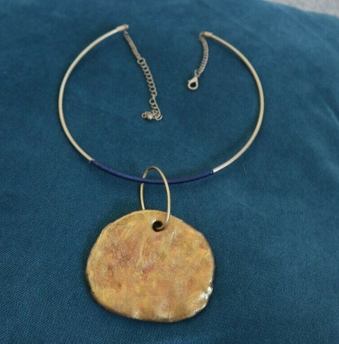 artisan handcrafted unique statement necklace Primitive Clay pendant jewelry - Picture 34 of 64