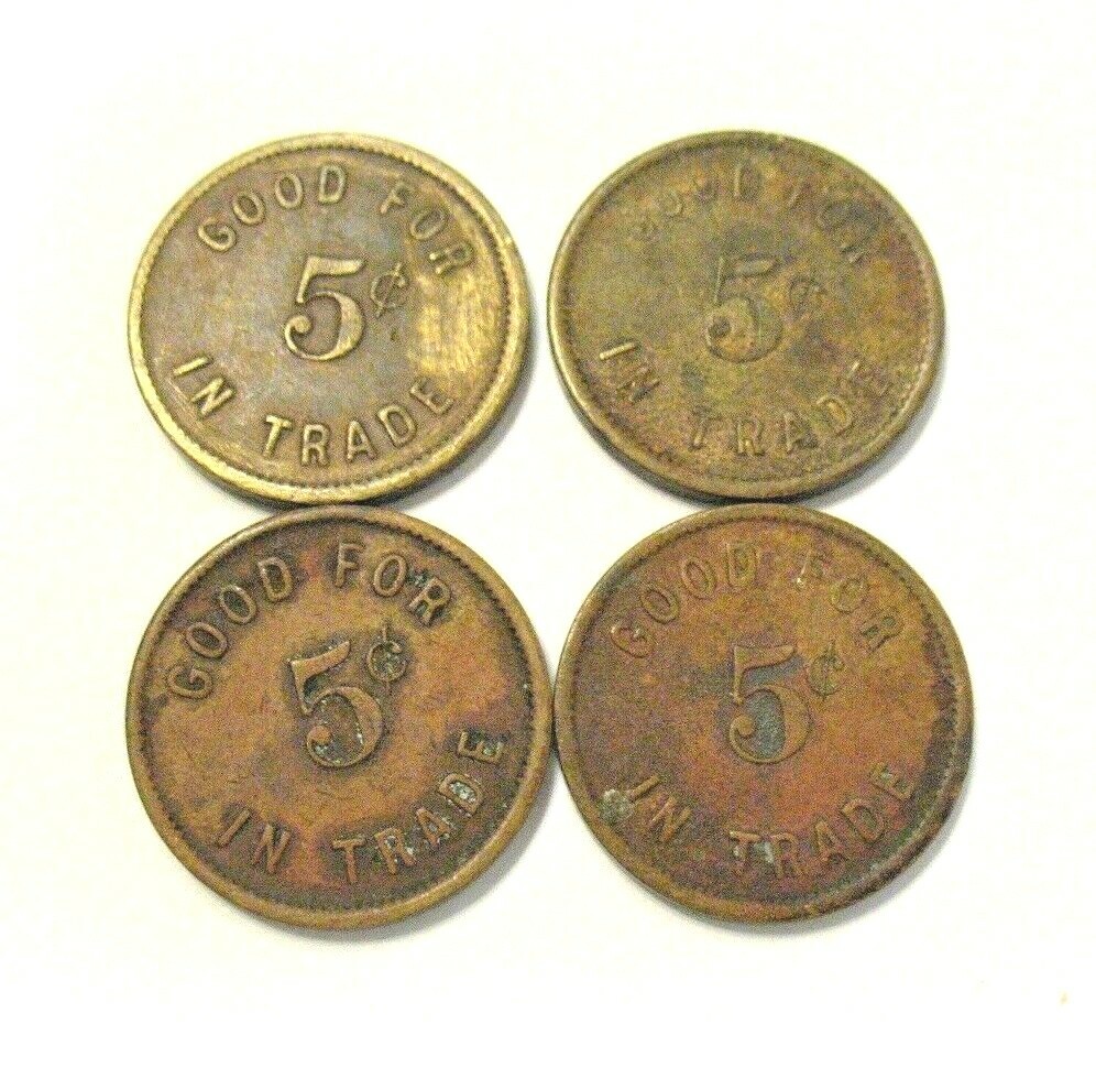 GOOD FOR 5 CENTS IN TRADE TOKEN COIN LOT OF 4 1641, 1607, 1643, 1660 BRASS eBay