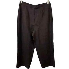 Vintage NWT 100 Black Linen Cropped Wide Leg Pants Size 10.
