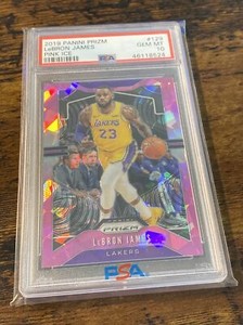 LEBRON JAMES 2019/20 PANINI PRIZM #129 PINK ICE PRIZMS LAKERS SP PSA 10 GEM MINT