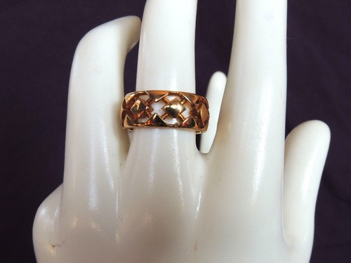 Anello traliccio dorato misura 7 tono oro Avon bigiotteria moda vintage - Foto 4 di 5