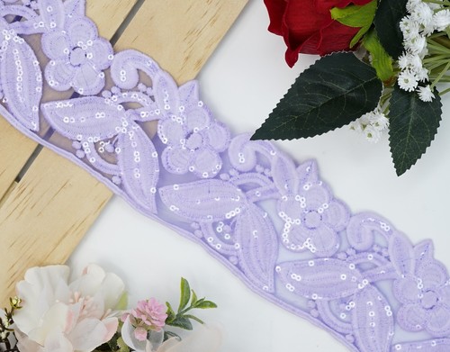7 cm Guipure Lace Trim 1 Mtr Polyester Self-Colour Sequin Embroidery Craft Sewon - Picture 46 of 81