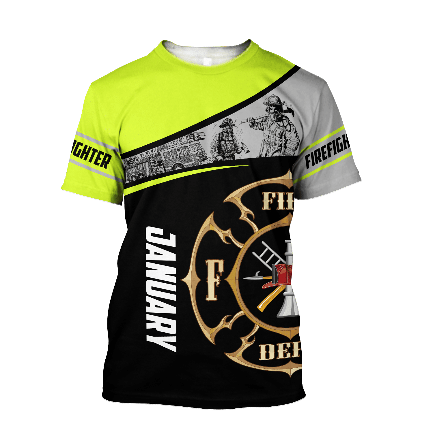 January Firefighter T-shirt For Men And Women , Firefighter 3D Graphic Tee
