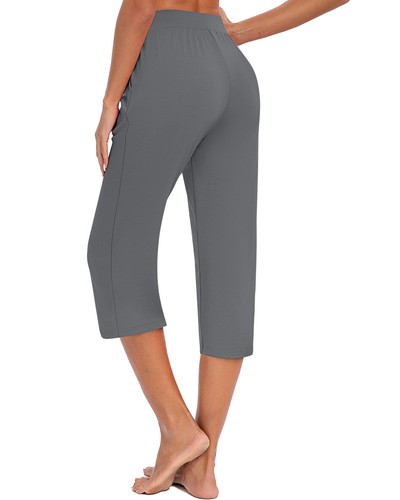 Huukeay 3 Pack Women's Capri Sweatpants, Cozy Wide Legs Cropped Capri 2XL - Picture 4 of 7
