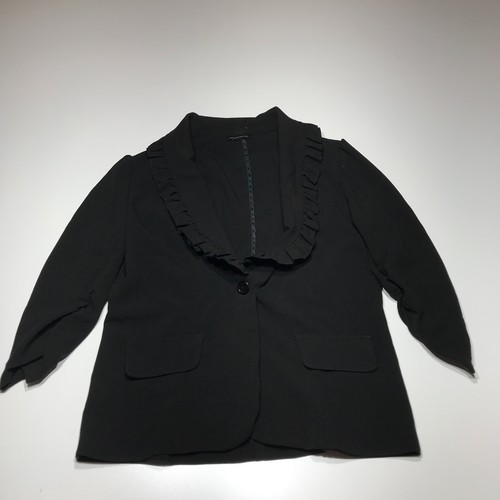 Courtenay Jacket Womens Size Medium** Black Ruffle V-Neck Collar Lightweight - Picture 3 of 12