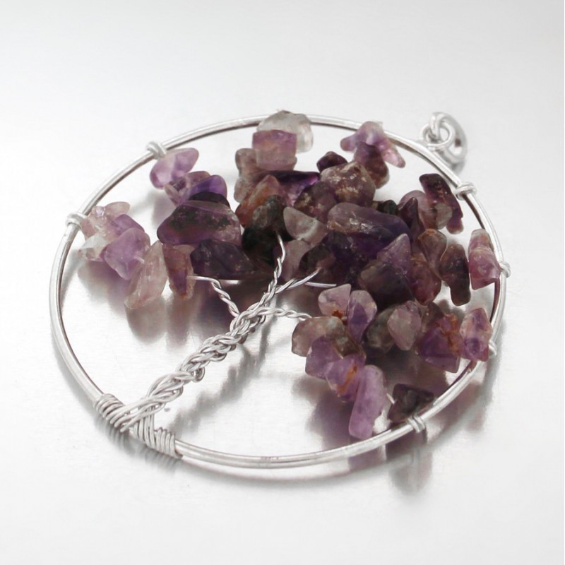 Pendentif Arbre de Vie Argent 925 et Améthyste, Cadeau d'Anniversaire Idéal
