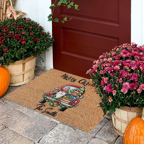 Christmas Decorative Doormat Merry Christmas Gnome Welcome Floor Mat - Picture 3 of 18
