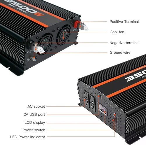 3500 Watt Inverter Power Inverter 12V to 110V Inverter Solar Inverter Truck RV - Picture 3 of 9