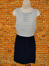 WOMENS L.K.BENNETT UK 8 GREY/NAVY DR TULIPA OCCASION FORMAL WORK PENCIL DRESS