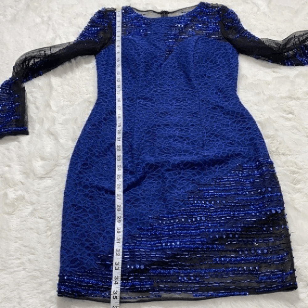 Milano Formals Mesh Beaded Long Sleeve Mini Dress… - image 12