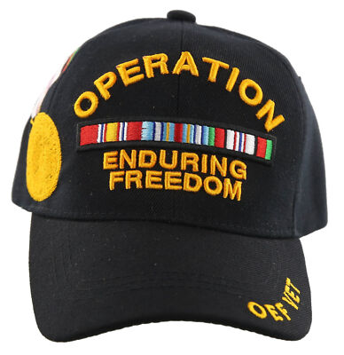 Operation Enduring Freedom Veteran Ribbon Baseball Cap - Adjustable Cotton Poly Blend Hat - View #6