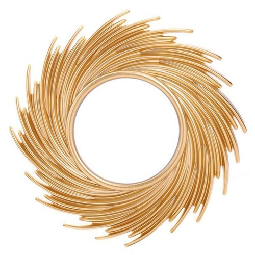 Sun Shape Decorative Mirror Rattan Innovative Art Decoration Round Makeup Mirror