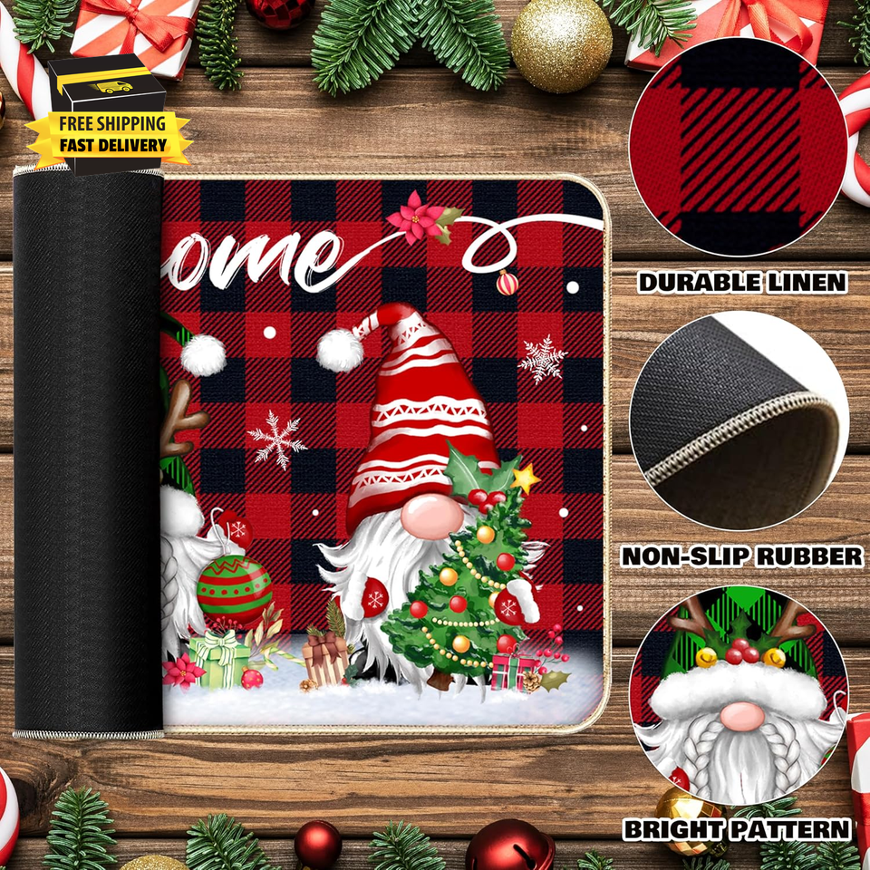 Christmas Decorative Doormat Christmas Gnome Door Mat Non Slip