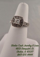 14kt White Gold Princess Cut Halo Diamond Engagement Ring .75TCW 