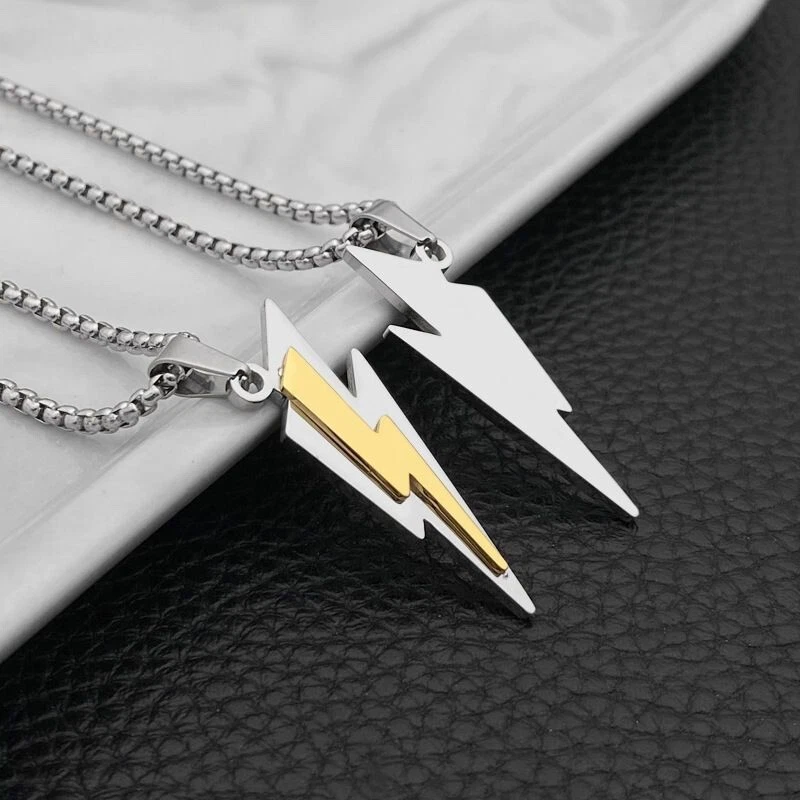 Men s Fashion Jewelry Silver Gold Lightning Bolt Pendant