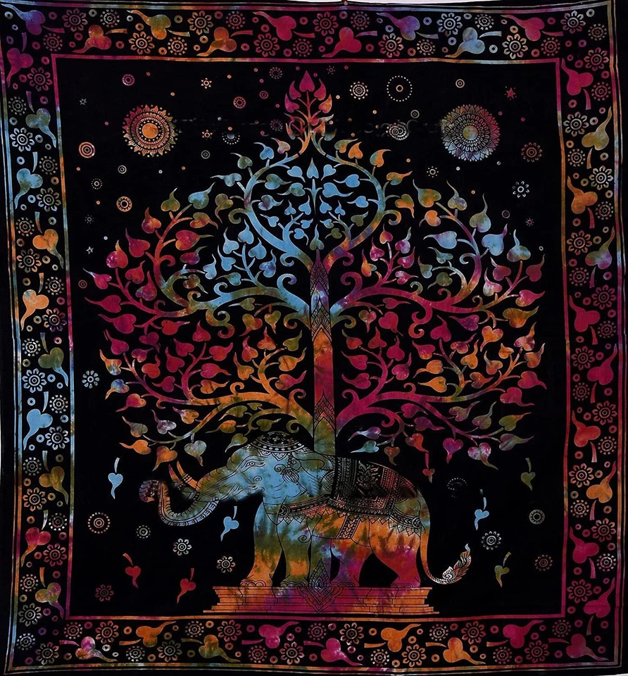 Multi Tie Dye Cotton Mandala Reversible Bedding Duvet Doona Cover Set Blanket - image 3 of 4