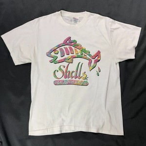 Vtg-Shells-Restaurant-Logo-Shirt-Sz-Large-White-Great-Florida-Seafood-Tee