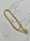 Vtg EMMONS Signed Gold Tone Coil Link Chain Bracelet Textured Fob Dangle 7.5" — photo 5