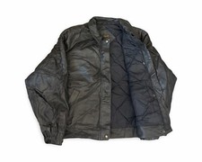 Vintage Eddie Bauer Black Down Filled Leather Bomber Jacket Womens Size Large