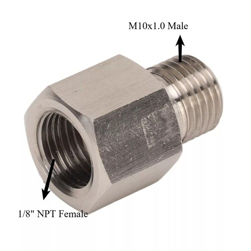 2PCS Oil Pressure Gauge Adapters 1/8" NPT Female to M10x1.0 Male for automobiles - Imagen 2 de 12