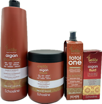 EchosLine Seliar Argan Nourishing Shampoo & Mask 33.8 fl oz & Leave in + Serum