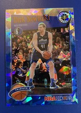 2019-20 NBA Hoops Premium Stock Dirk Nowitzki Tribute Blue Cracked Ice Prizm SSP