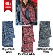 Ladies Women Marled Soft Warm Scarf With Rib Knit Hem 74.75" x 8" NEW 