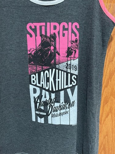HARLEY-DAVIDSON Motorcyle Women's S Sturgis Black Hills Rally 2019 Tank Top Gray - Picture 3 of 5