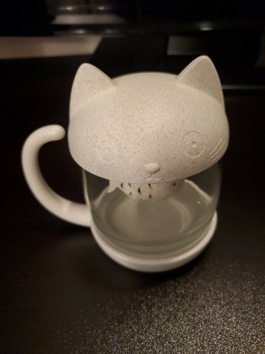 Kitty Cat Anya Einweichen Filter TEE Tasse Becher-Ei 10 Unzen Glasbecher - Bild 2 von 5