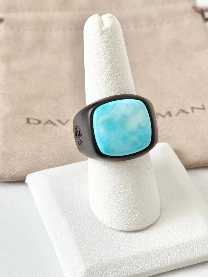 Мужское кольцо David Yurman с бирюзой титаном экзотическим камнем размер 8 США - Изображение 2 из 4