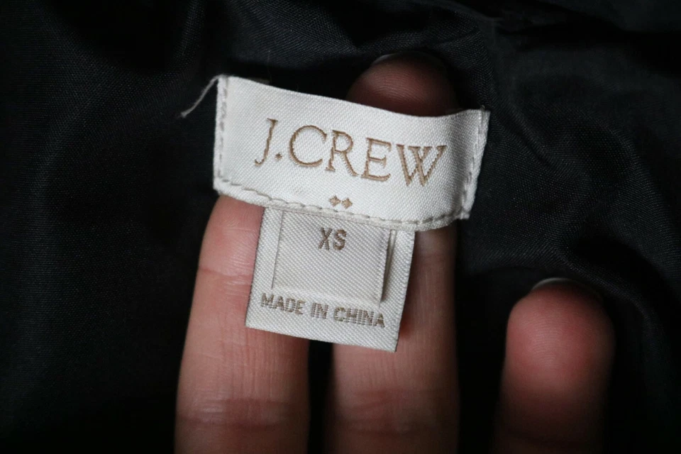 J. Crew Women’s Long Puffer Jacket Hooded Belted Down Waterfowl Feather Black - Image 3 of 4