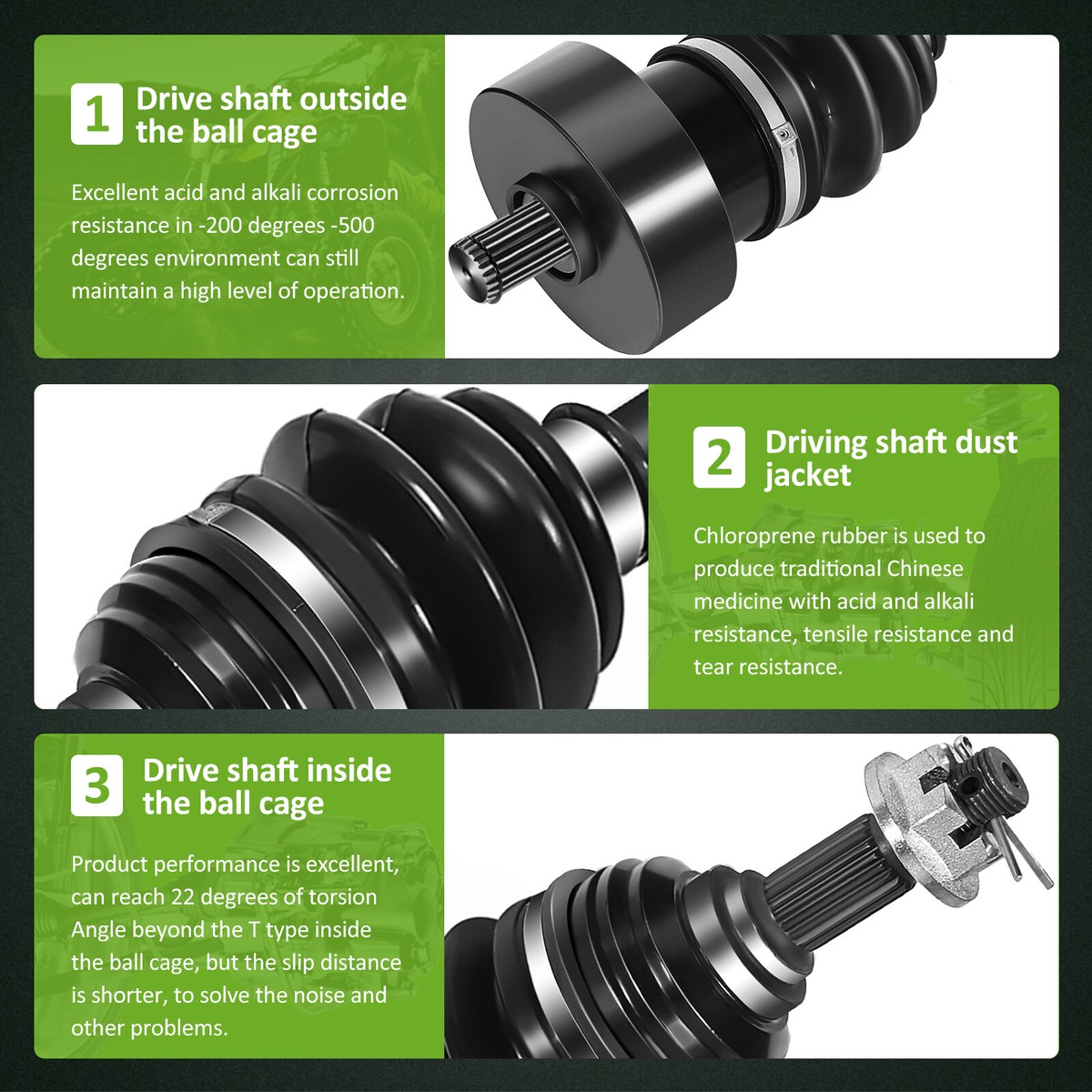 OCPTY Front CV Axle Shaft Assembly For Arctic Cat 400 & 500 (2002-2004) – Replacement Part 0502-750, 0402-907