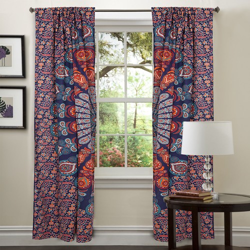de cortinas ventana Indian Mandala Ombre cortina de algodón balcón decoración de habitación |