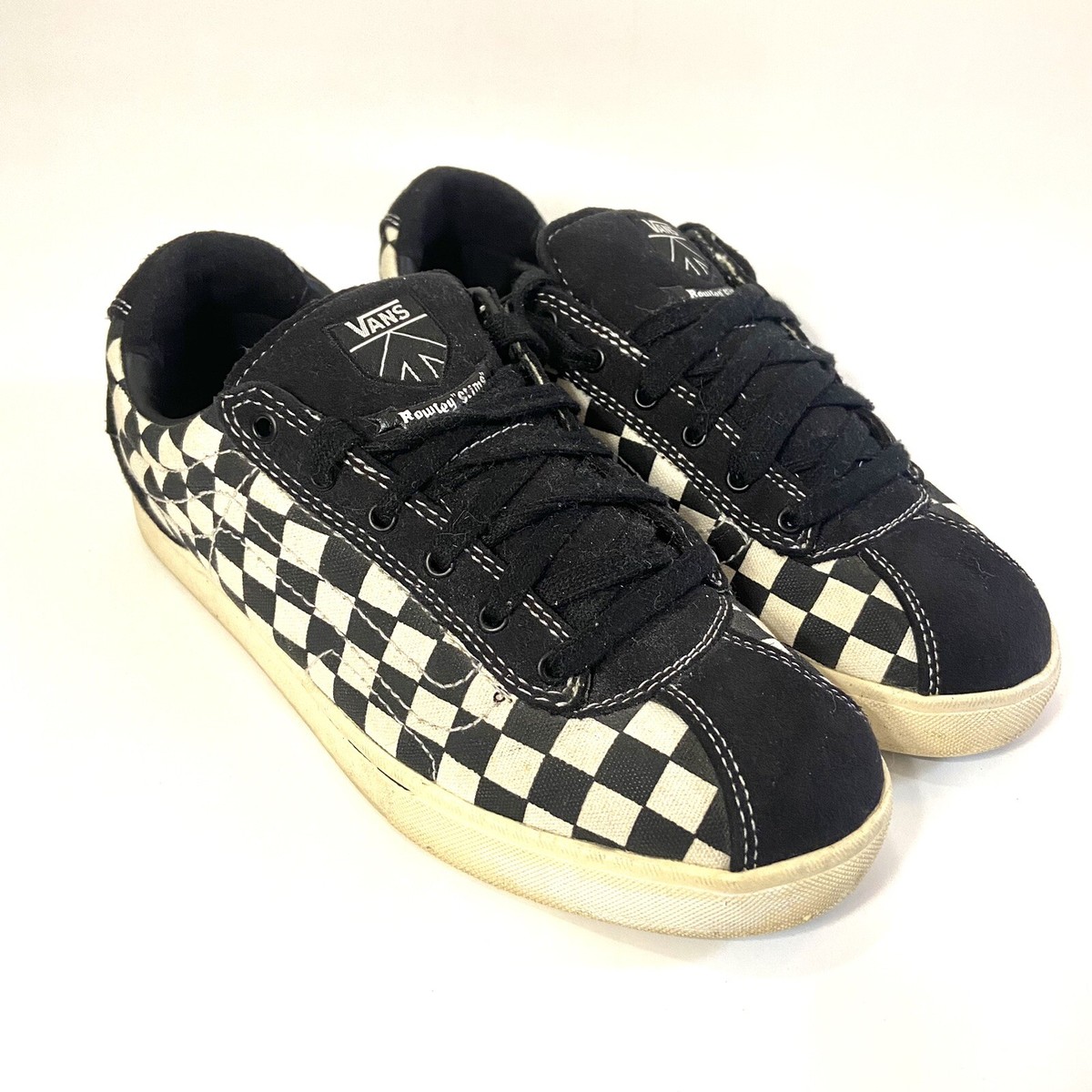 Vans Rowley Slims Checkered Black White Mens Rare Skate Shoes Very Good